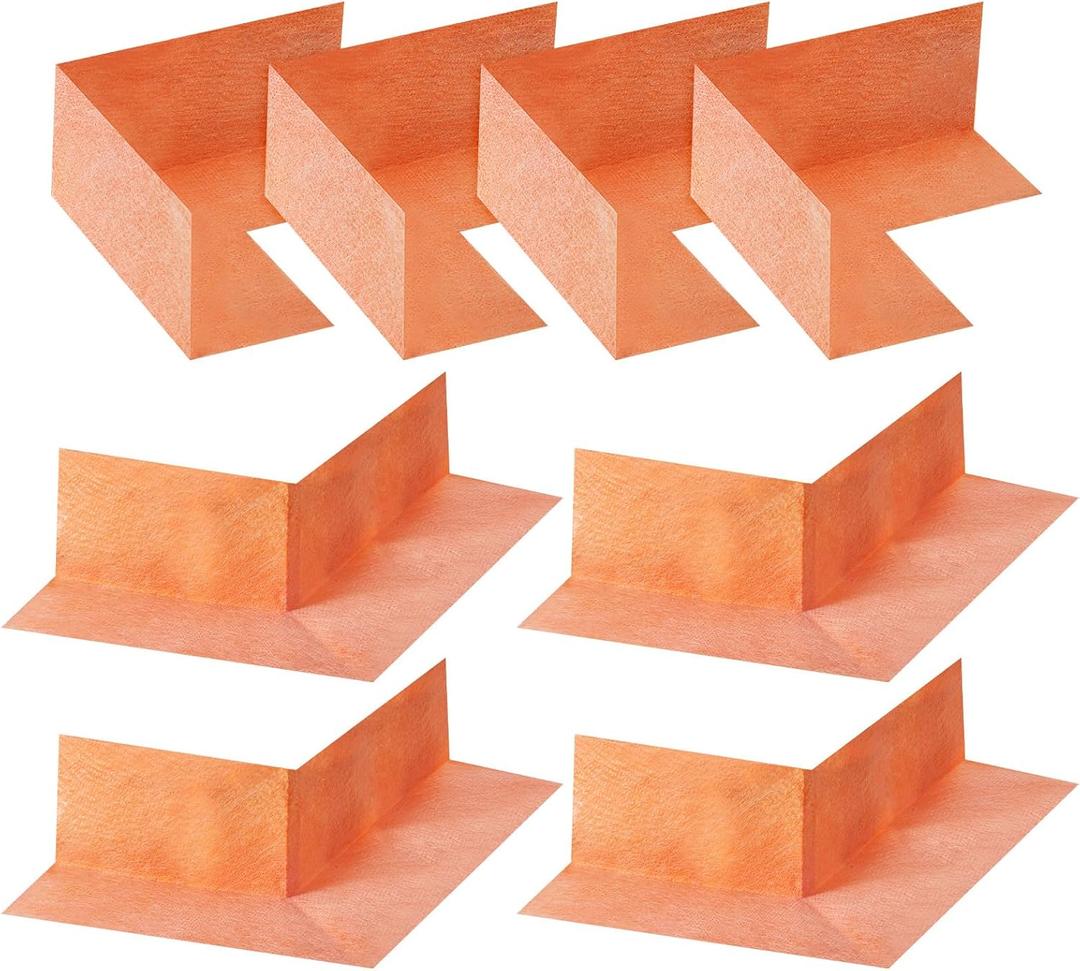 uxcell 8pcs Inside Waterproofing Corner Shower Seamless Corner Cover, Outside Polyethylene Seamless Corner for Bathtub and Steam Room, Orange (Inside+Outside)