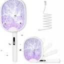 Electric Fly Swatter Foldable Bug Zapper Racket with 4000V 1800mAh Rechargeable Battery 5-Layer Safety Mesh Dual Modes with Mosquito Light Suitable for Indoor or Outdoor Use (White) (X01)