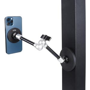 Dual Magnetic Phone Holder for Magsafe, Heavy Duty Phone Mount with 10" Long Magic Arm for Gym/Truck/Tractor/Forklift/Boat, Compatible with iPhone 16 15 14 13 12 Series, Magsafe Cases