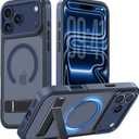 GUAGUA Magnetic for iPhone 17 Pro Max Case, [Built-in Invisible Kickstand][Compatible with MagSafe][Military Grade Shockproof] Slim Translucent Matte Phone Case for iPhone 17 Pro Max 6.9 inch, Blue