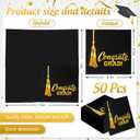 2 x JarThenaAMCS 2026 Graduation Napkin Disposable Luncheon Paper Napkins 50Pcs Black Gold Foil Congrats Grad Tassel Dinner Hand Napkins for School University College Celebration Party Table Decor