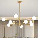 Sputnik Chandeliers Moderna Light Fixture, 10 Lights Gold Mid Century Ceiling Chandelier, Height Adjustable for Living Room, Kitchen, Dining Room, Bedroom,Foyer