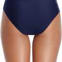 Tempt Me Women Twist Bikini Bottom Moderate High Cut Bathing Suit Bottoms Ruched Swimsuit Bottom (Blue, S)