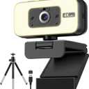 4K Webcam for Loptop, Web Camera with Light, AI PDAF AutoFocus, Zoom, Noise Canceling Microphone for PC Mac Streaming