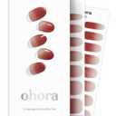 ohora Semi Cured Gel Nail Strips (N Fig Jam) - Pink, Ombre, Works with Any UV/LED Lamps, Salon-Quality, Long Lasting, Easy to Apply & Remove - Includes 2 Prep Pads, Nail File & Wooden Stick