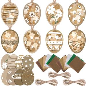 Motipuns 32 Pcs Easter Suncatchers Craft Bunny Egg Ornaments Easter Craft Kit Stained Glass Tissue Paper Bulk Spring Window DIY Art Gift for Home Creative Activities Party Decoration(Cute)