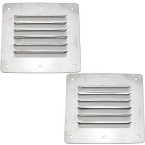 2Pcs Stainless Steel Exhaust Vent for Yacht Caravan Boat 127 * 115mm/5 * 4.53inch Blinds Heat Sinks Air Outlet Stamping Blinds Louver Grill Cover Rectangle