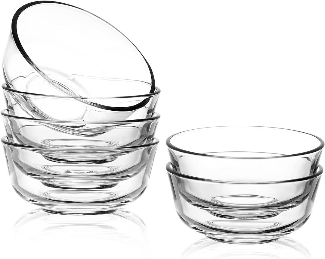 SWEEJAR 8 oz Glass Bowls Set(6 pack),Small for Kitchen,Dessert for Ice Cream,Snack , Side Dishes, Serving for Dipping, Prep