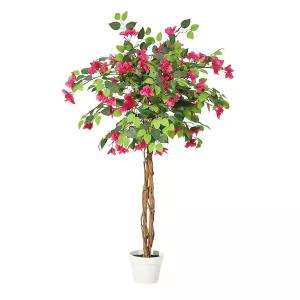 6ft Artificial Bougainvillea Tree, Tall Potted Lifelike Tree Indoor, Faux Tree with Wood Trunk and Pink Flowers for Outdoor, 2 Pack