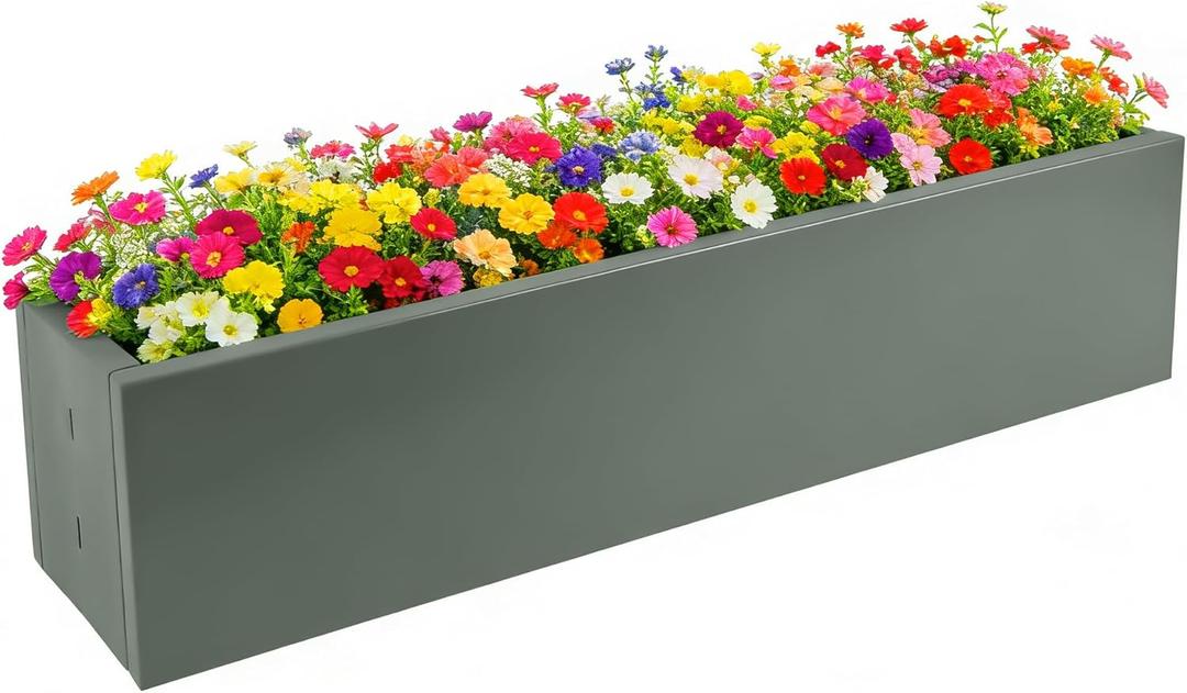 Metal Railing Planter Box, 30 Inch Balcony Planters with Adjustable Brackets, Large Hanging Planters for Outdoor Fence Deck