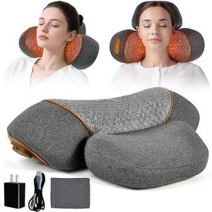 Neck Massager Pillow, 3-in-1 Neck Massager, Travel Massage Pillow for Shoulder Pain Relief, Deep Tissue Pain with Heat and Traction, Hump Corrector
 (Gray)