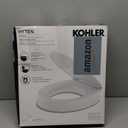 KOHLER 25876-0 Hyten Elevated Quiet-Close Round Toilet Seat, Contoured Seat with Grip-Tight Bumpers, Quick-Attach Hardware, White
