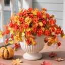 Artificial Fall Flowers for Outdoor Decor 2 Pcs UV Resistant Fake Flowers, Faux Fall Flowers for Outdoor Planters Autumn Silk Flowers for Porch Garden Patio Yard Halloween Decorations (Red, Orange, Yellow)