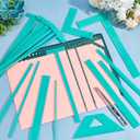 BENECREAT 17pcs Acrylic Bookbinding Spacer Tools, Clear Handmade Tools, L T Shape Ladder Straight Edge for Bookbinding Supplies, Double Cover Structure, Album Cover, Turquoise