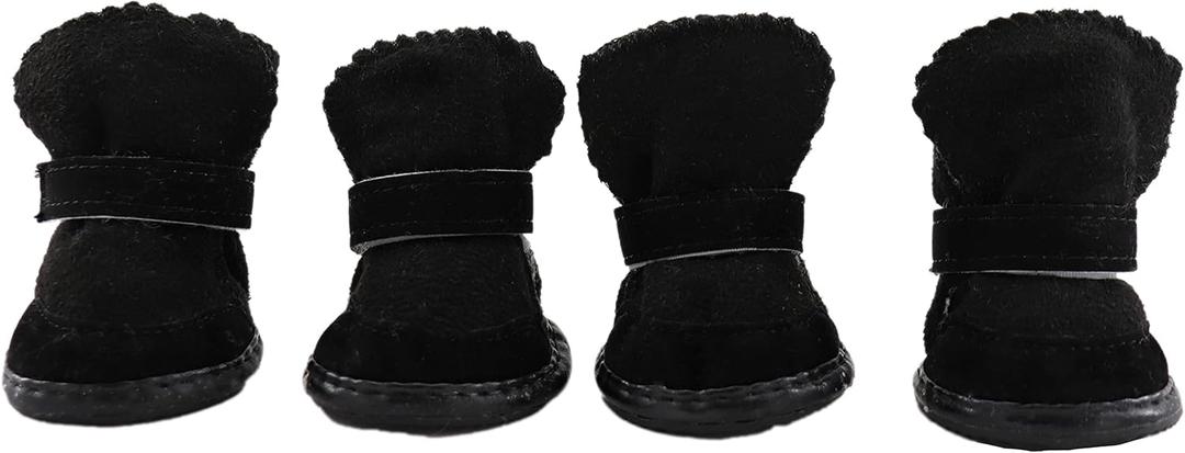 Puppy Snow Booties for Small Dogs, Chihuahua Booties for Winter, Tiny Cat Booties, Cat Shoes for Cold Weather Black Label 5 (Label 5: Recommend Weight: 11-14 lbs (5-6.5kg))
