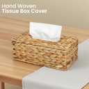 Water Hyacinth Rectangular Tissue Box Cover - Handwoven Natural Decorative Tissue Holder, Fits Standard Rectangular Tissue Boxes for Living Room, Bedroom, Bathroom, Sustainable Home Decor