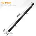 10 Pack Barbwire Arm Extensions for Chain Link Fence, 25" Barbed Wire Extend Arm for 1-3/8" to 1-5/8" Top Rail, Galvanized Steel Fence Extension with 4 Hooks, Black