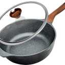 Frying Pan with Lid Nonstick Skillet 11 Inch Wok Pan with Flat Bottom Woks & Stir-fry Pans for Electric, Induction and Gas Stoves