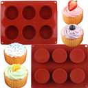 YIMINGMOLD 6 Cavity Round Cylinder Silicone Chocolate Molds For Muffin Cake,Mousse,Chocolate Covered Oreos Set Of 2