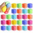 32 Pack Slow Rising Stress Cube Fidget Toys, Squishy Balls Sensory Fidget Toys for Kids Adults, Square Shape Fidgets for Classroom, Party Favors Pull Stretch Squishy Toy Classroom Prize Box Toys