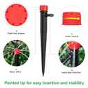 100pcs Drip Irrigation Emitters for 1/4" Drip Irrigation Tubing,Adjustable 360 Degree Water Flow Drippers on 5" Arrow Stake, Garden Irrigation Drippers for (4-7mm) Watering System Kit