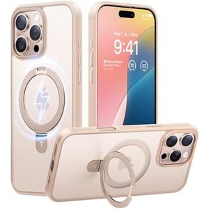 TORRAS Desert Titanium for iPhone 16 Pro Max Case, [Military Grade Drop Tested][Fit for MagSafe] [Built-in Stand] Translucent Slim Soft Edge Case for iPhone 16 Pro 6.9" 2024, Rose Gold