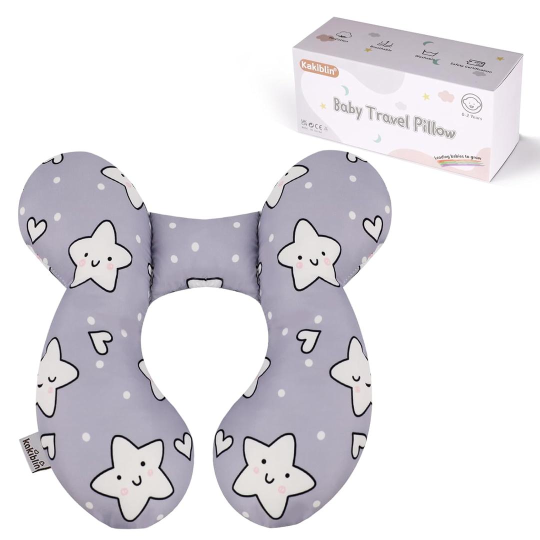 KAKIBLIN Baby Neck Pillow, Upgraded Baby Support Pillow, Head Pillow, Travel Pillow for Car Seat, Pushchair, Travel (Star)