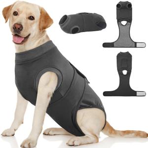 Kuoser Dog Surgery Suit Female Spay, Dog Recovery Suit Male Neuter, Pet Clothes Onesie for Surgery Anti Licking Abdominal Wounds Puppy Surgical Recovery Bodysuit Shirt, Substitute E-Collar & Cone (L (Back:16.1-20.1'', Weight:23-48 LB))
