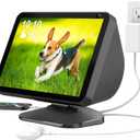 PlusAcc Stand for Show 8 (1st Gen & 2nd Gen) - Adjustable Table Holder with 2 Charging Ports (USB-C & USB-A), Tilt Magnetic Base for Charge Cellphones and Earbuds, Non-Slip Base (Black)