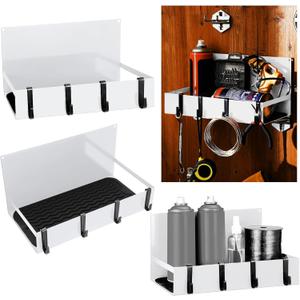 Lineshading 3 Pack Magnet Garage Organizer Magnetic Spice Rack for Refrigerator 20 lb Capacity Shelf Hanging Heavy Duty Magnetic Fridge Side for Organize Garage Tools (White)