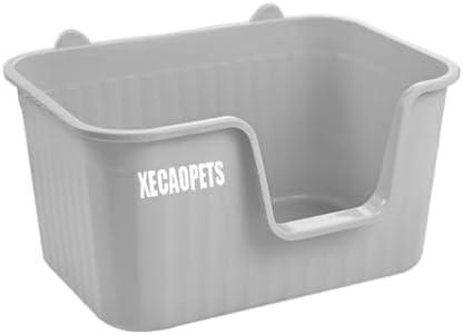 XECAOPETS Extra Large Top Entry High Sided Cat Litter Box, Gray, Polypropylene (PP), 25.5" L x 18" W x 14" H, 7200 Cubic Inches, Multi-Cat Friendly
