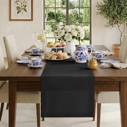 Classic Linen™ by D'Moksha Black Table Runner 72 Inches Long, 100% Pure Linen, 14 x 72 Inch Table Runner for Dresser, Dining- Mothers Day, Spring, Summer