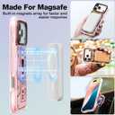 for iPhone 17 Pro Case Cute - Compatible with Magsafe - Military-Grade 20 ft Drop Protection Shockproof Phone Case - Funny Cassette Tape Design (6.9") Glitter Pink