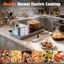 2 Burner Electric Cooktop - 110v Countertop and Built-in Electric Stove 2000W, 12 Inch Ceramic Stove with Residual Heat Indicator, Over-Temperature Protection, Knob Control, 110-120V Plug in, 12 Inch Plug Touch