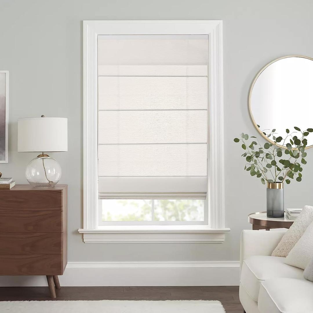Cordless Light Filtering Roman Shades for Indoor Windows, Bedroom, Nursery, Home, Office, Room Darkening, Thermal Insulated & UV Protection, Easy Install, 35"W x 64"H