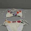 ZAFUL Women's Triangle Halter Bikini Set Crochet Boho Floral Swimsuit Cut Out Tie Side Two Piece Bathing Suit (Large, 1-beige)