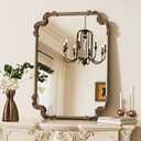 Vintage Baroque Gold Scalloped Mirror for Wall 22 x 30 Antique Brass Scroll Frame French Mantle Mirror for Fireplace Bathroom Living Room Bedroom Decor, Horizontal/Vertical