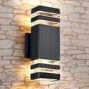 DASTOR Modern Outdoor Wall Light, Black Outdoor Light Fixture Wall Mount, Body in Aluminum Exterior Lights for House, Up and Down Lights Outdoor Sconces Wall Lighting for Porch Patio Garage