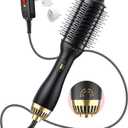 Dual Voltage(100~250V) Hair Dryer Brush with European Plug Adapter for International Travel, Europe Travel Essentials for Women (Large Size, Black)