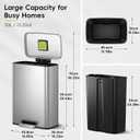 EKO Madison Matte Stainless 50 Liter/13.2 Gallon Step Trash Can w/Inner Liner - Fingerprint Resistant Finish
