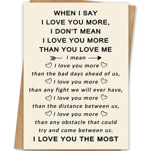 3 x I Love You MoreValentines Day Card, Valentines Day Gifts for Him Her, Valentine's Day Cards for Husband Boyfriend Men (BT-143)