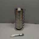 Stackable Stainless Steel Mugs, Set of 6 with Spoons & Stand, 250ml Cups for Drinks Latte Cappuccino Tea, Coffee Cup for Housewarming Birthday Gift