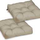 Classic Accessories Water-Resistant Square Patio Seat Cushions, 19 x 19 x 5 Inch, 2 Pack, Khaki, Outdoor Seat Cushions