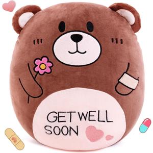 14.5 Get Well Soon Teddy Bear Plush Pillow Soft Teddy Bear Stuffed Animal Body Pillow Gifts for Kids Girls and Boys After Surgery