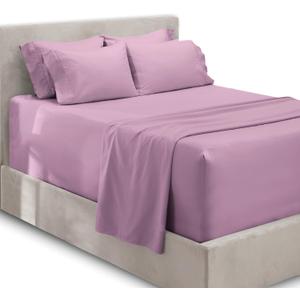 Hearth & Harbor Extra Deep Pocket Queen Sheets Sets - Fits Mattress 18-24 Inches Deep - Extra Deep Pocket Sheets - 6 Piece Queen Size - Lavender Dream