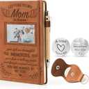Memorial Gifts for Loss of Mom - Letters To My Mom In Heaven, Leather Journal A5 Notebook, Bereavement Memorial Travel Photo Journal With Pen, Memorial Pocket Hug Keychain, Sympathy Gift Set