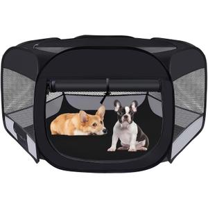 Dog Cat Playpen,Portable Pet Puppy Playpen,Rabbit Puppy Dog Play Pen for Indoors,Dogs Tent for Indoor Cats,Kitten Playpen,Collapsible Small Cats Crate Cage for Small Dogs with Carrying Case(Grey, S)