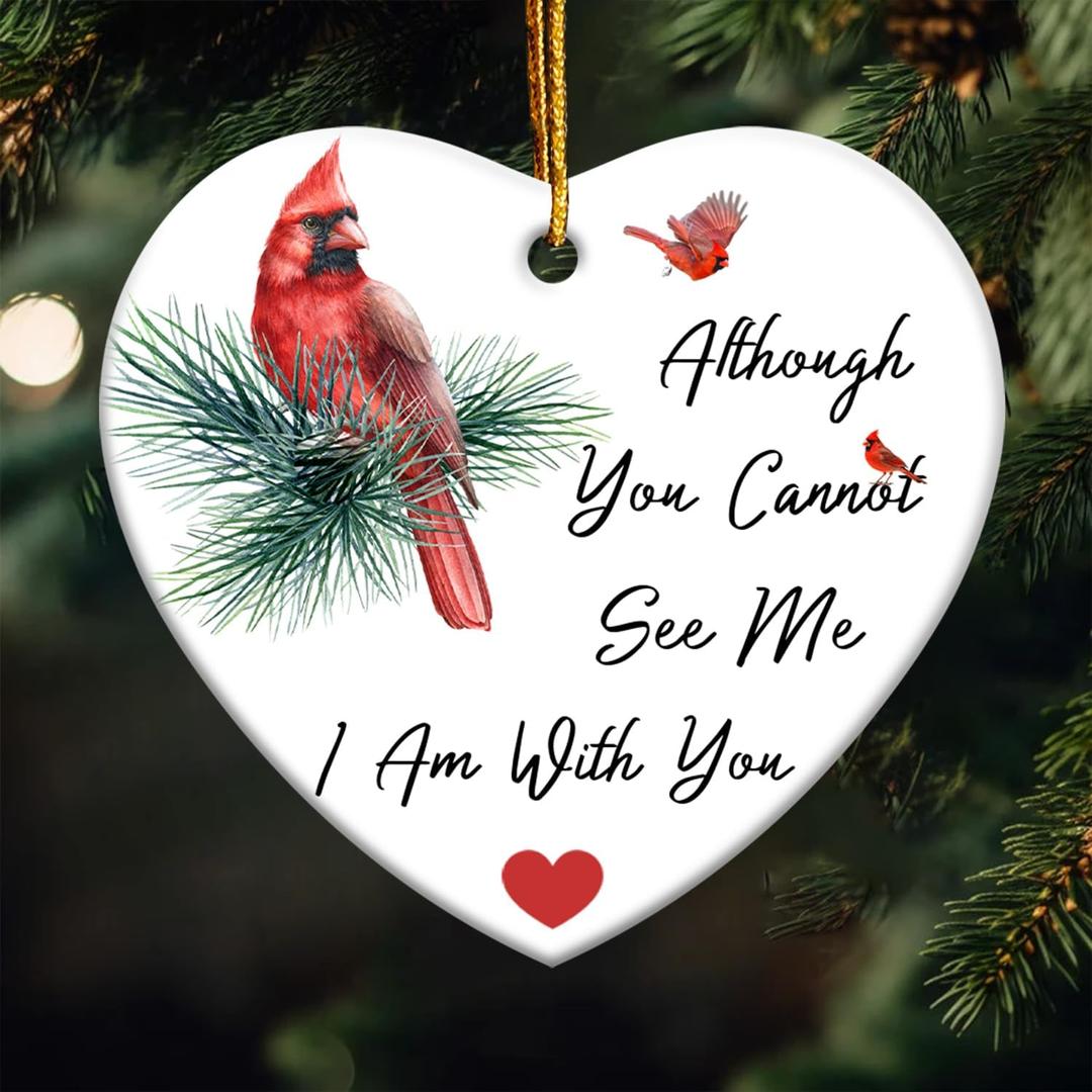 Cardinal Christmas Ornaments, Christmas Tree Decoration, Sympathy Cardinal, for Women, Men, Bereavement Gifts for Loss of Loved One, Red Cardinals Decor Ceramic Ornament (B27)