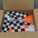 Affrolling Racing Car Party Decorations Include 6 Orange Traffic Cones and 8 Checkered Flags Mini Black and White 7 Inch Cardboard Cones for Race Car Theme Birthday Party Decorations