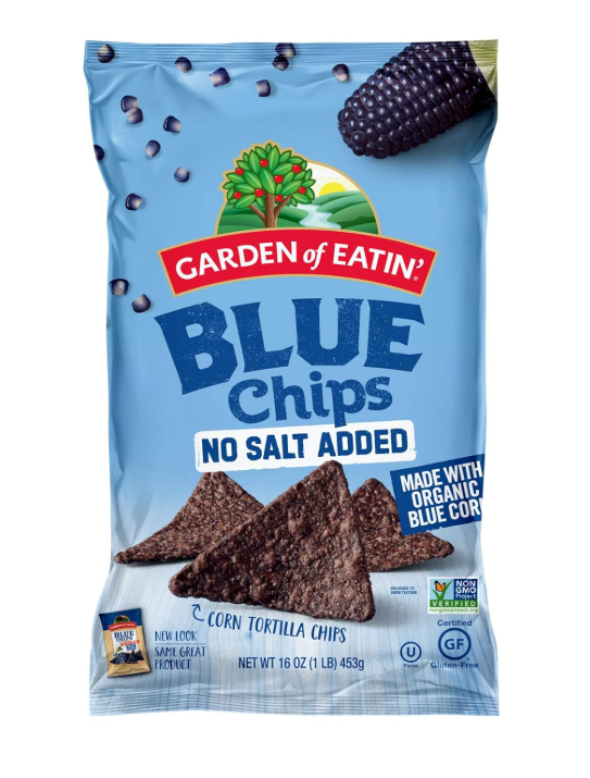 Garden of Eatin' Blue Corn, No Salt Added, Tortilla Chips, 16 Ounce 12 Pack, Best By: 08/09/25